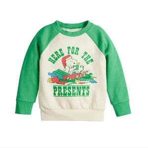 Jumping Beans Peanuts Snoopy Here For The Presents Fleece Sweatshirt Boys 5 NWT